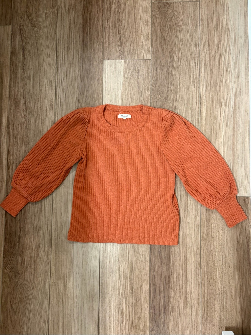 Madewell Ribbed Crewneck Sweater in Rust Orange